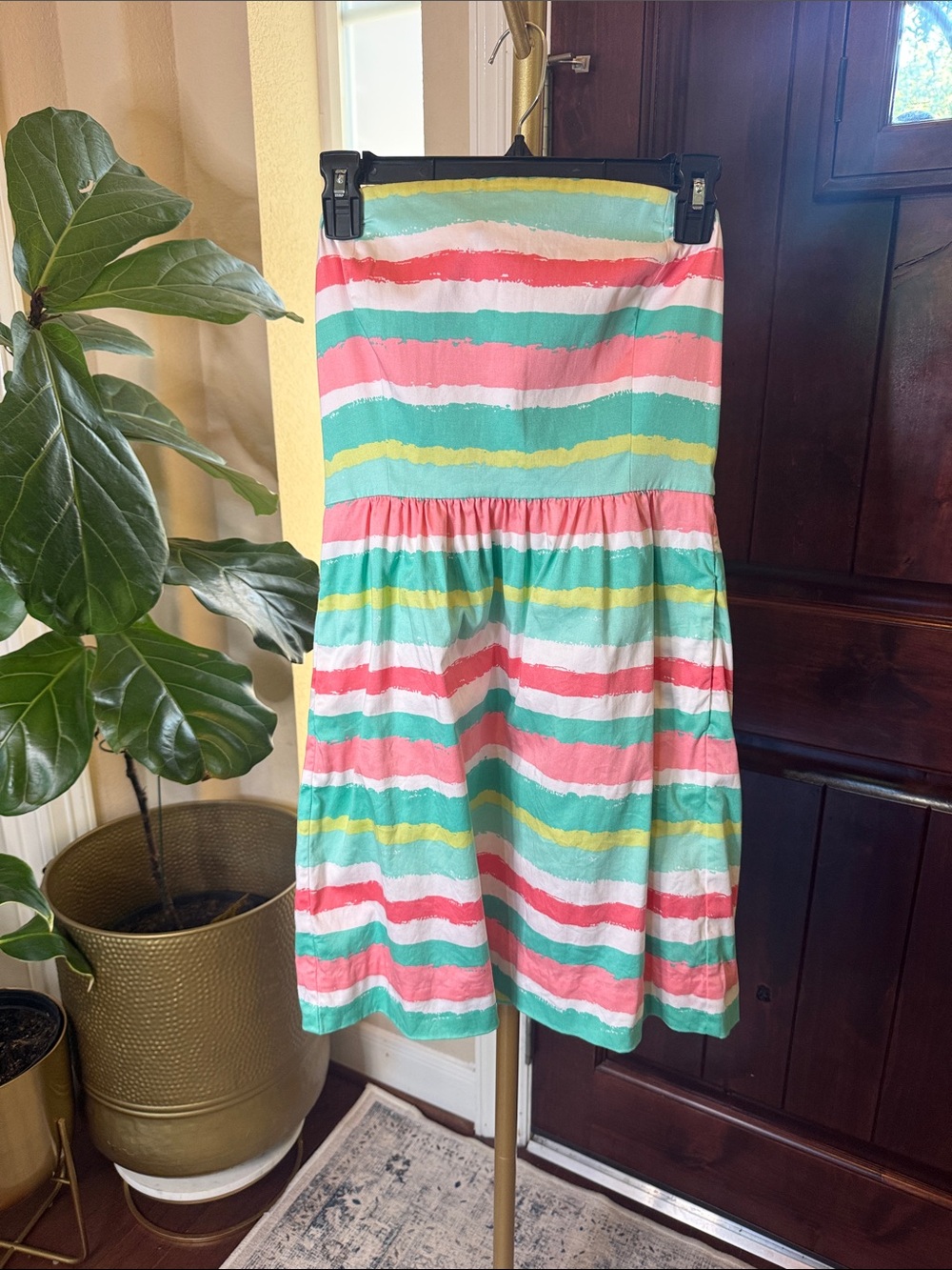 Vineyard Vines Striped Pastel Cotton Blend Strapless, Mini, Dress  Size 0